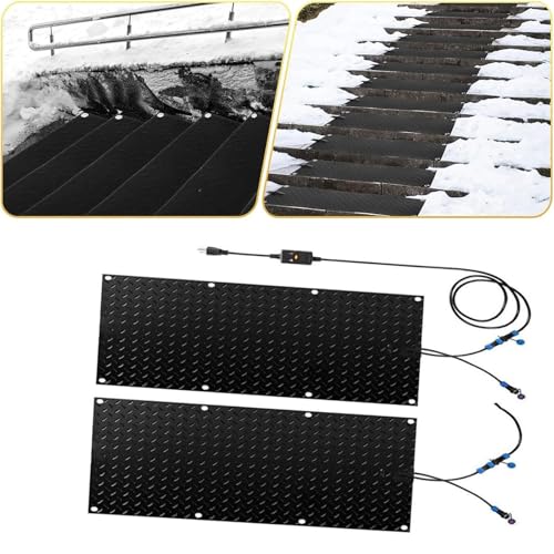 Schneeschmelzmatten for den Außenbereich – rutschfeste Gummimatte for Einfahrten/Treppen/Gehwege – Effiziente Lösung zur Schnee- und Eisentfernung(25.4x90cmx2Pcs) von SASAS