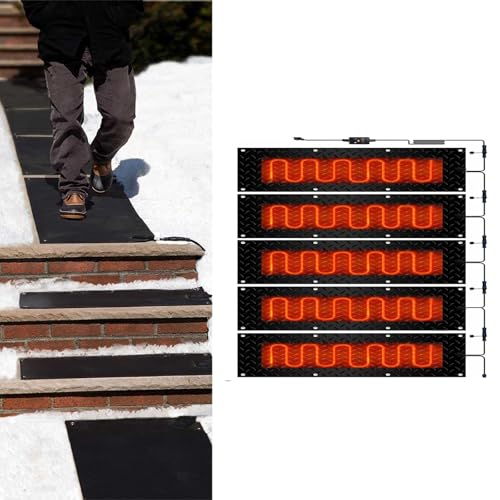 Schneeschmelzmatten for den Außenbereich – rutschfeste Winter-Schnee- und Eisschmelzmatten for Treppen und Gehwege – 360 W wasserdichte Gummimatte(25.4x120cmx5Pcs) von SASAS