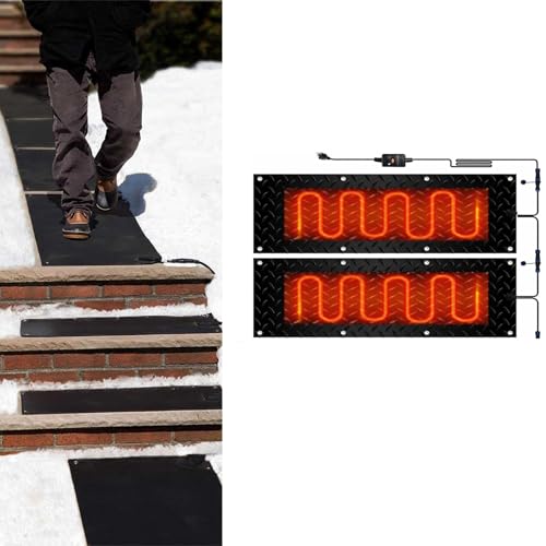 Schneeschmelzmatten for den Außenbereich – rutschfeste Winter-Schnee- und Eisschmelzmatten for Treppen und Gehwege – 360 W wasserdichte Gummimatte(40x80cmx2Pcs) von SASAS