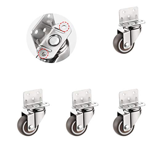 Set mit 4 leisen L-förmigen Lenkrollen aus TPE – 360 Grad drehbare Räder mit Staubschutz for Möbel, Holzböden(1.5in 4 No brake) von SASAS