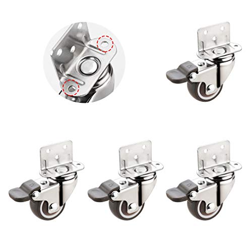 Set mit 4 leisen L-förmigen Lenkrollen aus TPE – 360 Grad drehbare Räder mit Staubschutz for Möbel, Holzböden(1.5in 4 brake) von SASAS
