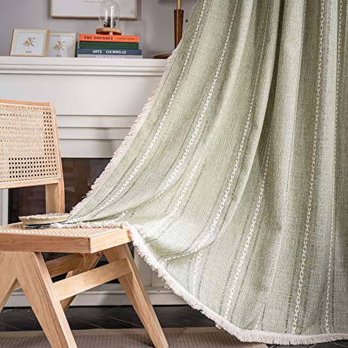 SASIGAYA Gardinen Grün 2er Set Vorhänge 132b×160h Boho Durchbrochene Bestickte Vintage Quasten Vorhang Landhausstil Halbtransparent Baumwolle Leinen Verdunklungsvorhänge für Schlafzimmer Wohnzimmer SASIGAYA Gardinen Grün 2er Set Vorhänge 132b×160h Boho Durchbrochene Bestickte Vintage Quasten Vorhang Landhausstil Halbtransparent Baumwolle Leinen Verdunklungsvorhänge für Schlafzimmer Wohnzimmer von SASIGAYA