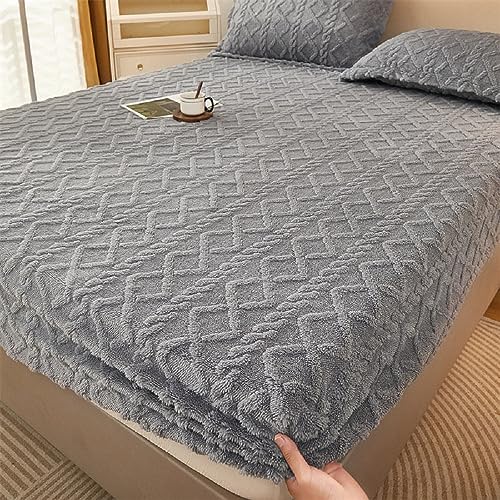 SASIGAYA Spannbettlaken 120×200cm Flanell Spannbetttuch Grau Winter Plüsch Fleece Spannbetttucher Superweiches Matratzenschoner Flauschig Warme Bettlaken für Boxspringbett Topper Matratzen bis 25cm von SASIGAYA