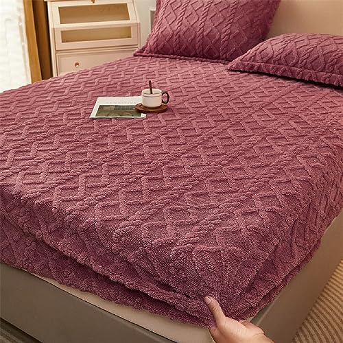 SASIGAYA Spannbettlaken 150×200cm Flanell Spannbetttuch Altrosa Winter Plüsch Fleece Spannbetttucher Superweiches Matratzenschoner Flauschig Warme Bettlaken für Boxspringbett Topper Matratzen bis 25cm von SASIGAYA