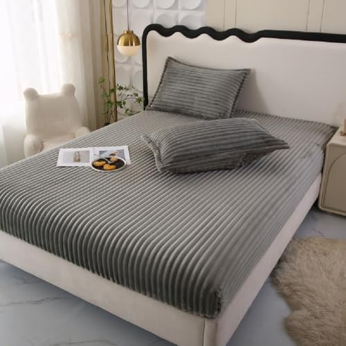 SASIGAYA Spannbettlaken Grau 150×200cm Flanell Spannbetttuch Winter Plüsch Fleece Spannbetttucher Superweiches Matratzenschoner Flauschig Warme Bettlaken für Boxspringbett Topper Matratzen bis 25cm SASIGAYA Spannbettlaken Grau 150×200cm Flanell Spannbetttuch Winter Plüsch Fleece Spannbetttucher Superweiches Matratzenschoner Flauschig Warme Bettlaken für Boxspringbett Topper Matratzen bis 25cm von SASIGAYA