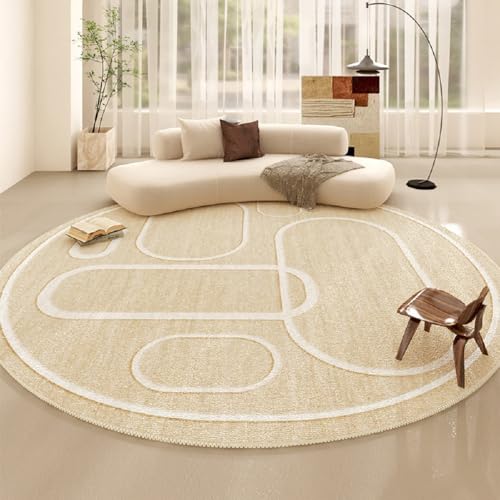 SASIGAYA Teppich Rund Beige 160cm Wohnzimmer Boho Muster Geometrisch Modern Flauschig Teppich für Schlafzimmer Esszimmer Kinderzimmer Weich rutschfest Abriebfester Waschbar Teppiche von SASIGAYA