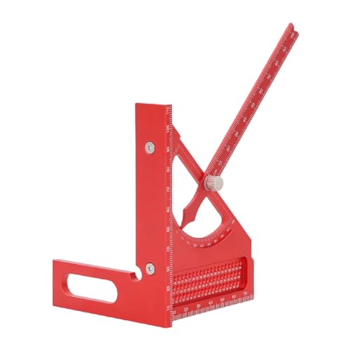 Holzbearbeitung Halbkreisförmiger Zeigerwinkel Quadratische Metrische Aluminiumlegierung Carpenter -Leger -Leger 3D Einstellbarer Multifunktionaler Lineal (Rot) von SASKATE