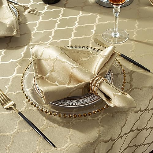 Jacquard-Stoffservietten, 50,8 x 50,8 cm, Blumenmuster, 4 Stück, solide, waschbar, bequem für Restaurant, Familienessen, Hochzeiten, Partys und Bankette (quadratisch, 50,8 x 50,8 cm) von SASTYBALE