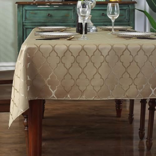 Jacquard-Tischdecke Blumenmuster Polyester-Tischdecke auslaufsicher staubdicht knitterfrei Tischdecke für Küche Esszimmer Tischdekoration Gold von SASTYBALE