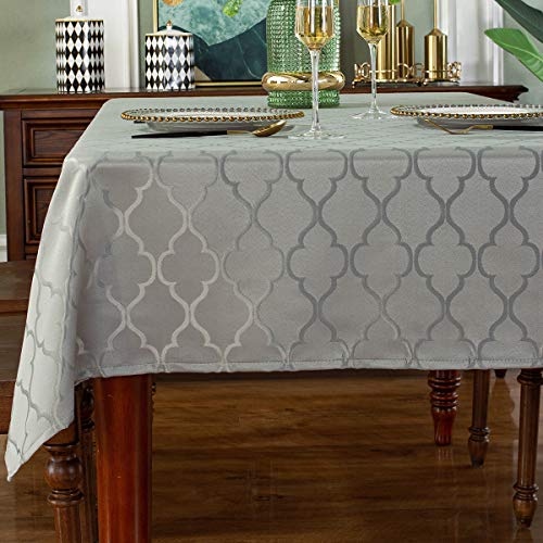 Jacquard-Tischdecke Blumenmuster Polyester-Tischdecke auslaufsicher staubdicht knitterfrei Tischdecke für Küche Esszimmer Tischdekoration Grau von SASTYBALE