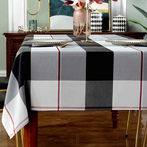 SASTYBALE, Rechteckige Tischdecke, Kariert, Polyester, Auslaufsicher, Knitterfrei, Schwere Tischdecke für Küche, Esstisch, Rechteckig, 152,4 x 304,8 cm (10–12 Sitze), Grau von SASTYBALE