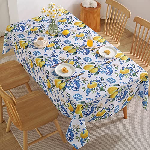 SASTYBALE Zitronen-Tischdecke, waschbare Sommer-Tischdecke, bedruckt mit Zitronenblüten, wasserdicht, auslaufsicher, Polyester-Tischdecke für Esstisch, Urlaubsdekoration (rechteckig, 152,4 x 213,4 cm) SASTYBALE Zitronen-Tischdecke, waschbare Sommer-Tischdecke, bedruckt mit Zitronenblüten, wasserdicht, auslaufsicher, Polyester-Tischdecke für Esstisch, Urlaubsdekoration (rechteckig, 152,4 x 213,4 cm) von SASTYBALE