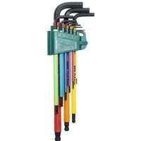 Kugelkopf-Innensechskant-Winkelstiftschlüsselsatz, farbcodiert, 9-tlg. - Sata von SATA