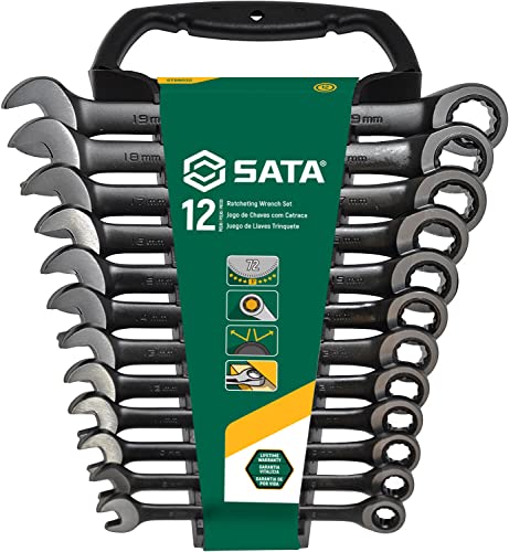 SATA Ratschenschlüssel-Set, metrisch, Schwarz, 12-teilig von SATA