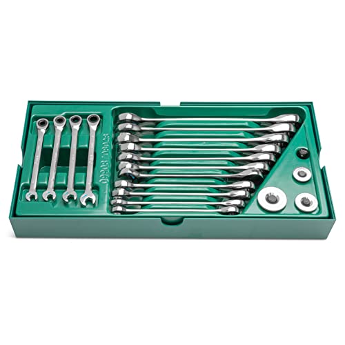 SATA ST08028 19 Pieces Metric Double Ratcheting Combination Wrench/Spanner Tray Set von SATA