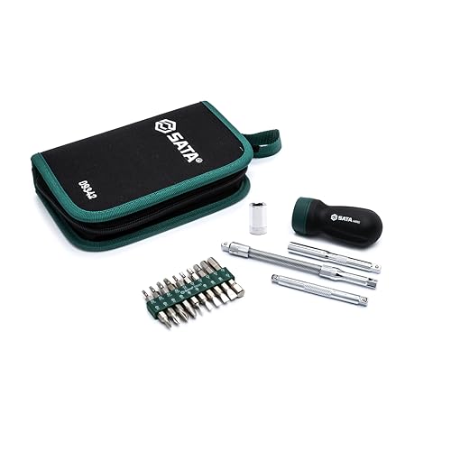 SATA ST09342SJ Mini Ratschen Schraubendreher, Ratschen Schraubenzieher Set mit ergonomischem Griff 25 Tlg. von SATA