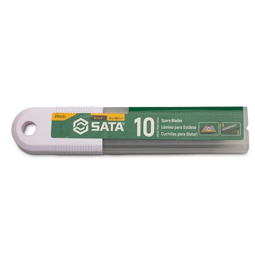 SATA ST93437 Abbrechklingen 100x18 mm extra scharf für Universal Cuttermesse, Teppichmesser, Abrrechklingenmesser, 10 Tlg. von SATA