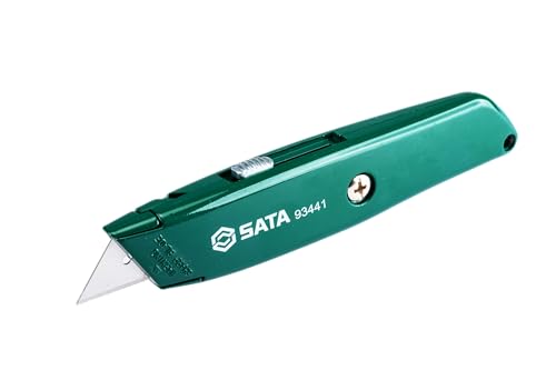 SATA ST93441SC Einziehbares Universalmesser extra scharf aus Vollmetall zum Schneiden von Papier, Karton, Teppich, Schaumstoff von SATA