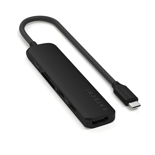 SATECHI 6-in-1 USB-C Hub Slim Plus, Multiport-Adapter, Dockingstation mit 4K HDMI, 100W Power Delivery, 2X USB-A, SD/MicroSD-Kartenleser – Schwarz SATECHI 6-in-1 USB-C Hub Slim Plus, Multiport-Adapter, Dockingstation mit 4K HDMI, 100W Power Delivery, 2X USB-A, SD/MicroSD-Kartenleser – Schwarz von SATECHI