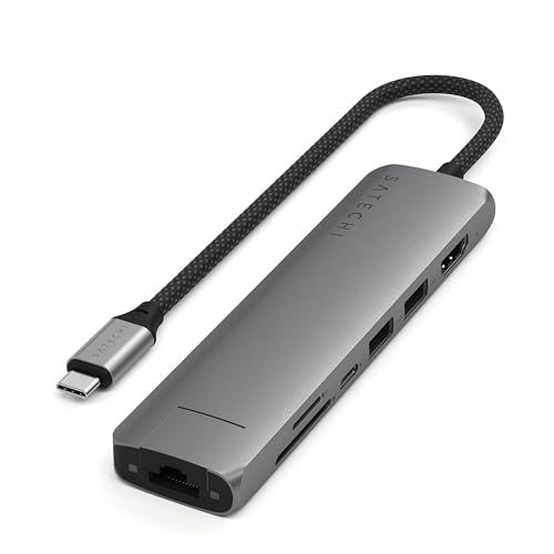 SATECHI 7-in-1 USB-C Hub Slim Plus, Multiport-Adapter mit 4K HDMI, 100W Power Delivery, 2X USB-A, Ethernet, SD/MicroSD – Space Grau SATECHI 7-in-1 USB-C Hub Slim Plus, Multiport-Adapter mit 4K HDMI, 100W Power Delivery, 2X USB-A, Ethernet, SD/MicroSD – Space Grau von SATECHI