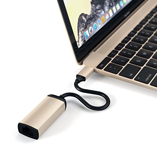 SATECHI Aluminium Gigabit-C auf Ethernet-Adapter, kompatibel mit MacBook Pro 2016/2017/2018, MacBook 2015/2016/2017, Dell XPS, Lenovo, ChromeBook und mehr (Gold) von SATECHI