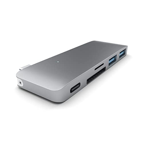 SATECHI USB-C Hub Adapter 5-in-1, Type-C Dongle mit 2 USB-A Datenports, Micro/SD-Kartenleser für MacBook Pro, Air M1, M2, M3 und viel Mehr (Space Grau) von SATECHI
