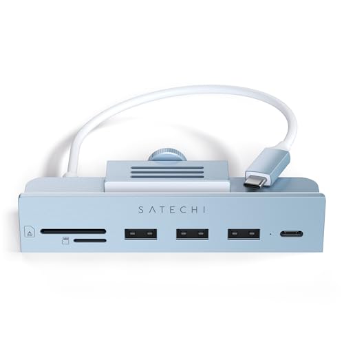 SATECHI Klemmen-Hub USB-C, USB-C Datenport, USB-A 3.0 Datenports, Micro/SD-Kartenleser, für Apple Studio Display und 24-Zoll iMac M1 2021. Nicht kompatibel mit 2020 und früheren iMac Modellen (Blau) SATECHI Klemmen-Hub USB-C, USB-C Datenport, USB-A 3.0 Datenports, Micro/SD-Kartenleser, für Apple Studio Display und 24-Zoll iMac M1 2021. Nicht kompatibel mit 2020 und früheren iMac Modellen (Blau) von SATECHI