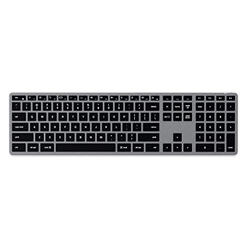 SATECHI Slim X3 Kabellose Bluetooth Tastatur - Hintergrundbeleuchtung & Ziffernblock – Multi-Device Sync – Für M2/ M1 MacBook Pro/Air, M2/ M1 iPad Pro/Air, M2 Mac Mini, iMac M1 (US-englisches Layout) von SATECHI