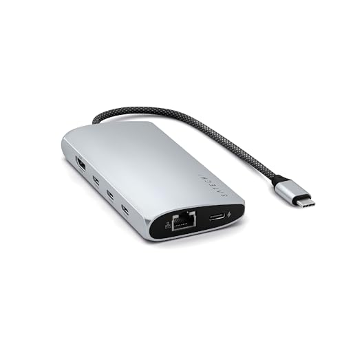 SATECHI 8-in-1 USB-C Hub Multiport-Adapter V3, 8K HDMI, 100W Ladeleistung, 4 USB-Datenports, Ethernet, SD-Kartenleser, für Laptop, Mac/Windows, MacBook Pro/Air M4/M3/M2, iPad, iPhone 16 – Silber SATECHI 8-in-1 USB-C Hub Multiport-Adapter V3, 8K HDMI, 100W Ladeleistung, 4 USB-Datenports, Ethernet, SD-Kartenleser, für Laptop, Mac/Windows, MacBook Pro/Air M4/M3/M2, iPad, iPhone 16 – Silber von SATECHI