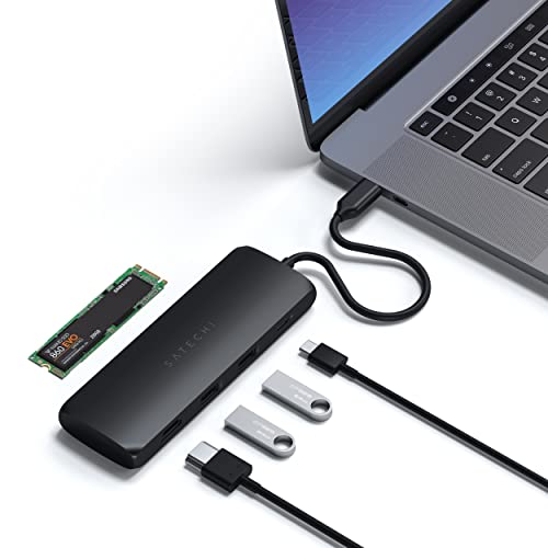 SATECHI USB C Multiport mit M.2-SATA-SSD-Gehäuse, 4K-HDMI 60Hz, USB-C PD, USB-A 3.1 Data Ports, für MacBook, Windows – Schwarz SATECHI USB C Multiport mit M.2-SATA-SSD-Gehäuse, 4K-HDMI 60Hz, USB-C PD, USB-A 3.1 Data Ports, für MacBook, Windows – Schwarz von SATECHI