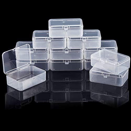 SATINIOR 12 Stück transparente Kunststoff-Perlen-Aufbewahrungsbehälter mit Scharnierdeckel für Perlen und mehr (8,9 x 5,9 x 3,2 cm) von SATINIOR