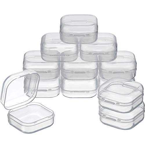 SATINIOR 12 transparente Kunststoff-Aufbewahrungsbehälter mit Scharnierdeckel für Perlen und mehr (3,5 x 3,5 x 1,8 cm) von SATINIOR