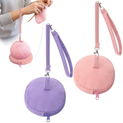 SATINIOR Tragbarer Handgelenk-Garnhalter zum Häkeln mit Armbandschlaufe, tragbarer Mini-Garnkugelhalter mit Reißverschluss, Kordeltasche, Aufbewahrung, Stricken, Häkeln, Geschenk für Bastelliebhaber von SATINIOR