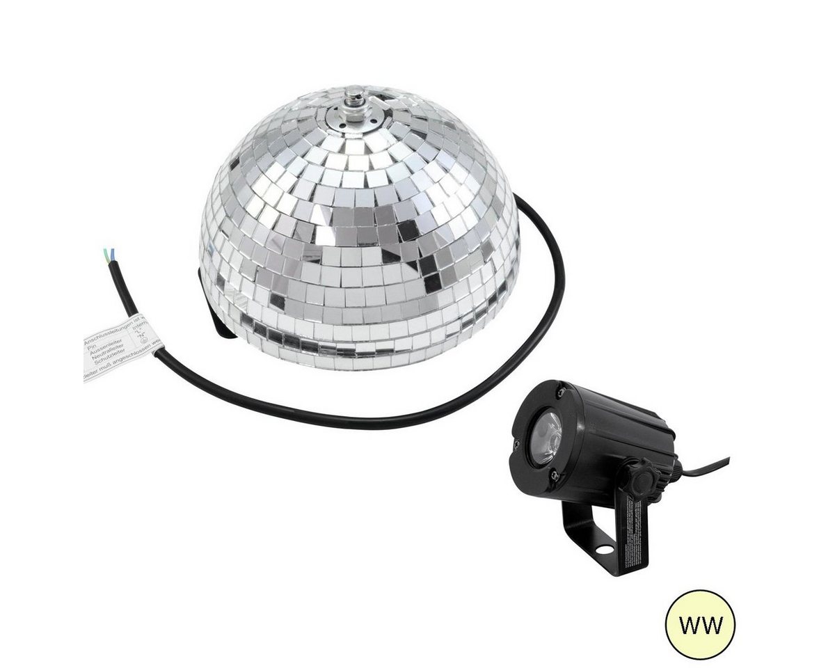 SATISFIRE Discolicht Set Halbspiegelkugel 20cm + 1 x LED Pinspot 3W Warmweiss SATISFIRE Discolicht Set Halbspiegelkugel 20cm + 1 x LED Pinspot 3W Warmweiss von SATISFIRE