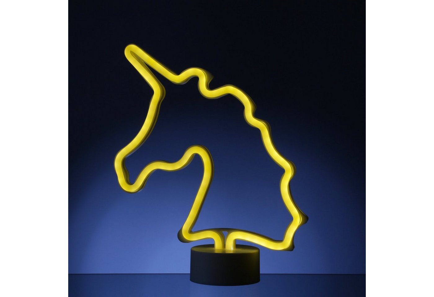 SATISFIRE LED Dekolicht LED NEON Figur Einhorn Neonlicht Schild Leuchtfigur USB 30cm warmweiß, LED Classic, warmweiß (2100K bis 3000K) von SATISFIRE