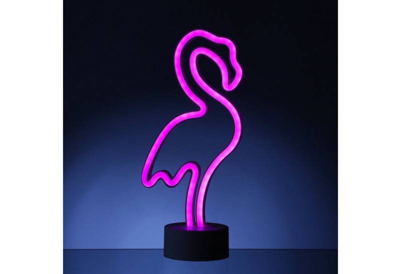 SATISFIRE LED Dekolicht LED NEON Figur FLAMINGO Neonlicht Schild Leuchtfigur Batterie USB 30cm, LED Classic, pink von SATISFIRE