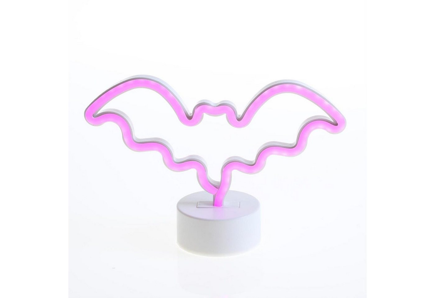 SATISFIRE LED Dekolicht LED NEON Figur Fledermaus Neonlicht Schild Leuchtfigur USB 17cm pink, LED Classic, pink von SATISFIRE