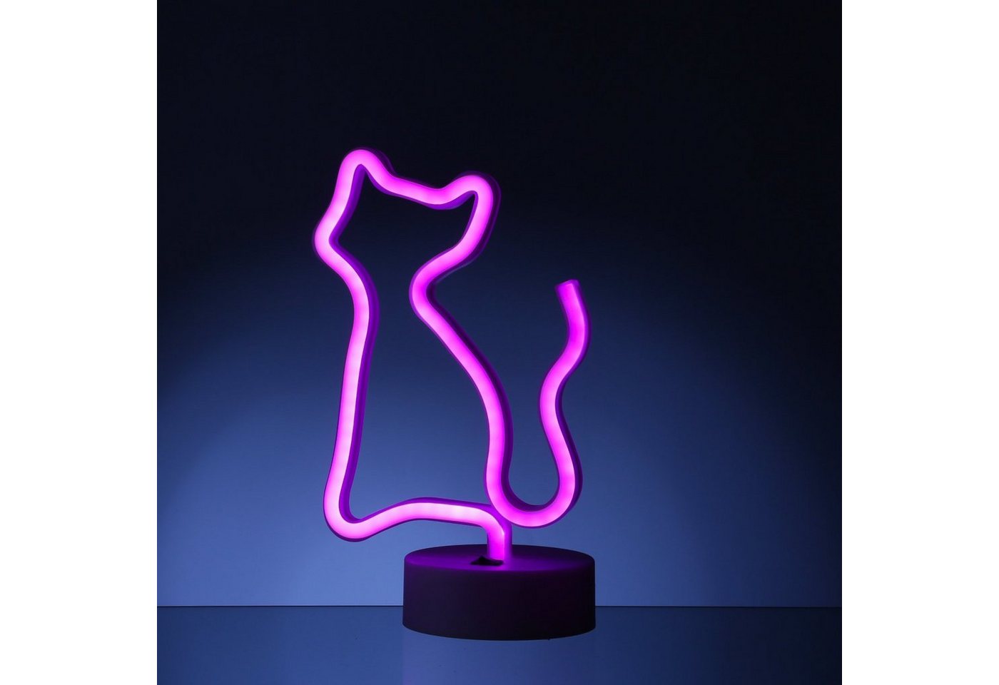 SATISFIRE LED Dekolicht LED Neonlicht KATZE Neonschild Leuchtfigur USB Batterie 25cm pink von SATISFIRE