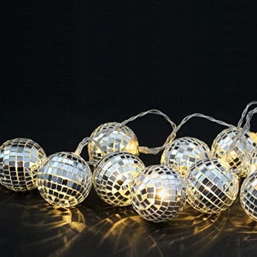 SATISFIRE LED Discokugel Lichterkette 10 kleine Spiegelkugel für Deine Party Feier Geburtstag Silvester L: 1,35m leuchtende Mini Discokugeln Batteriebetrieb von SATISFIRE