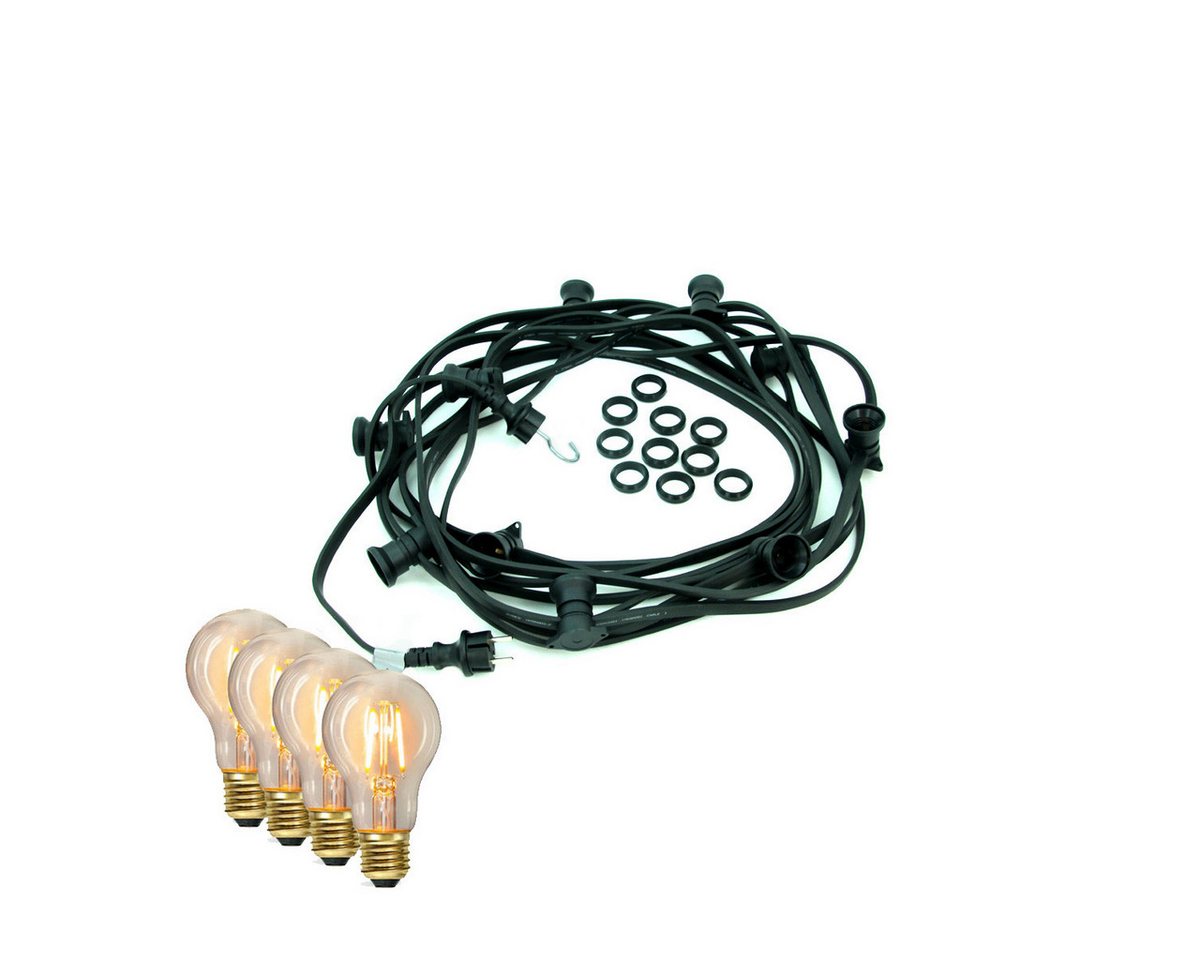 SATISFIRE LED-Lichterkette Illu Party Garten 10m Außenlichterkette 10x E27 LED Filament Glühbirne, 10-flammig SATISFIRE LED-Lichterkette Illu Party Garten 10m Außenlichterkette 10x E27 LED Filament Glühbirne, 10-flammig von SATISFIRE
