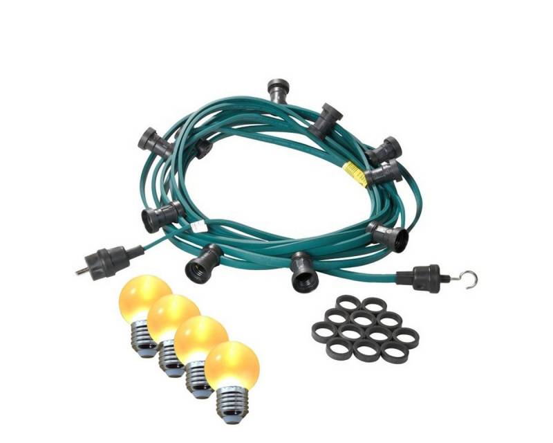 SATISFIRE LED-Lichterkette Illu- Party Garten Außenlichterkette 10 ultra-warmweiße LED Kugeln 10m, 10-flammig von SATISFIRE