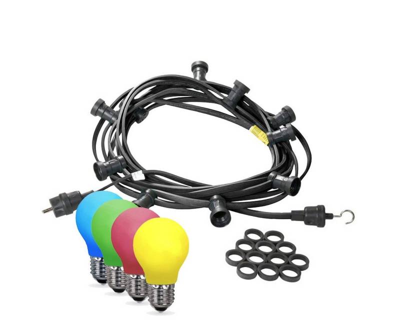 SATISFIRE LED-Lichterkette Illu- Party Garten Außenlichterkette 10m 10 bunte LED Tropfenlampen, 10-flammig von SATISFIRE
