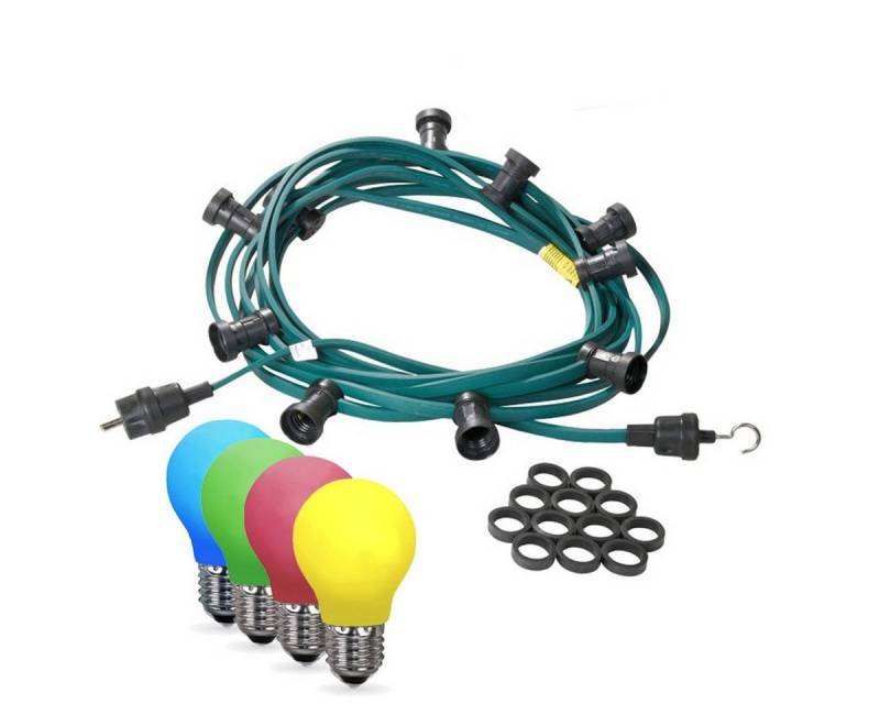 SATISFIRE LED-Lichterkette Illu- Party Garten Außenlichterkette 40m 40 bunte LED Tropfenlampen, 40-flammig von SATISFIRE
