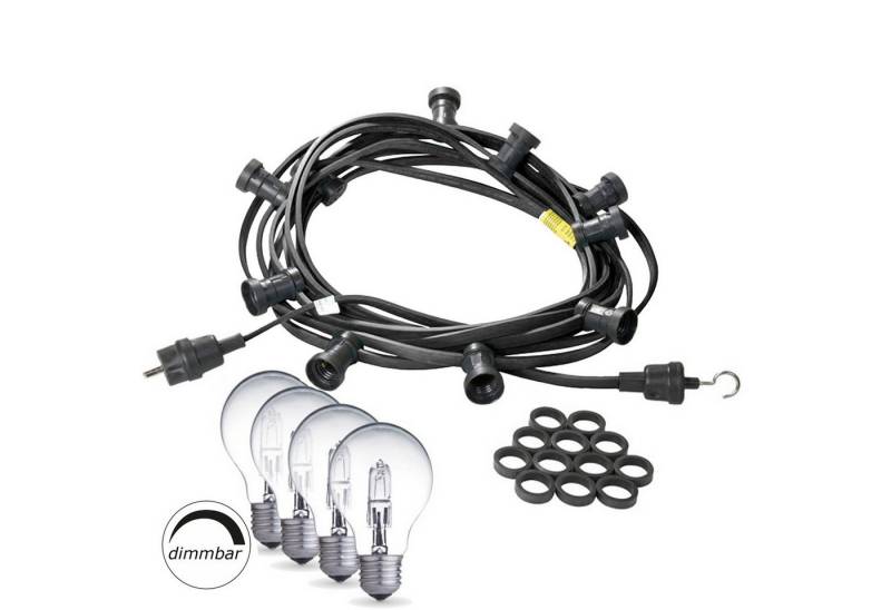 SATISFIRE Lichterkette Illu- Party Garten Außenlichterkette 10m 30x dimmbare Halogenlampen, 30-flammig von SATISFIRE