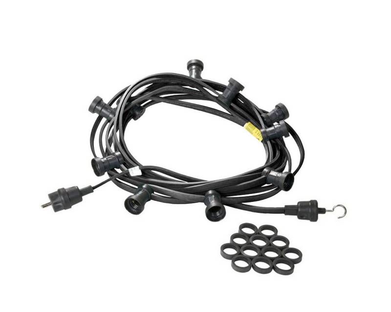 SATISFIRE Lichterkette Illu Party Garten Außenlichterkette 10m schwarz 20xE27 Made in Germany, 20-flammig von SATISFIRE