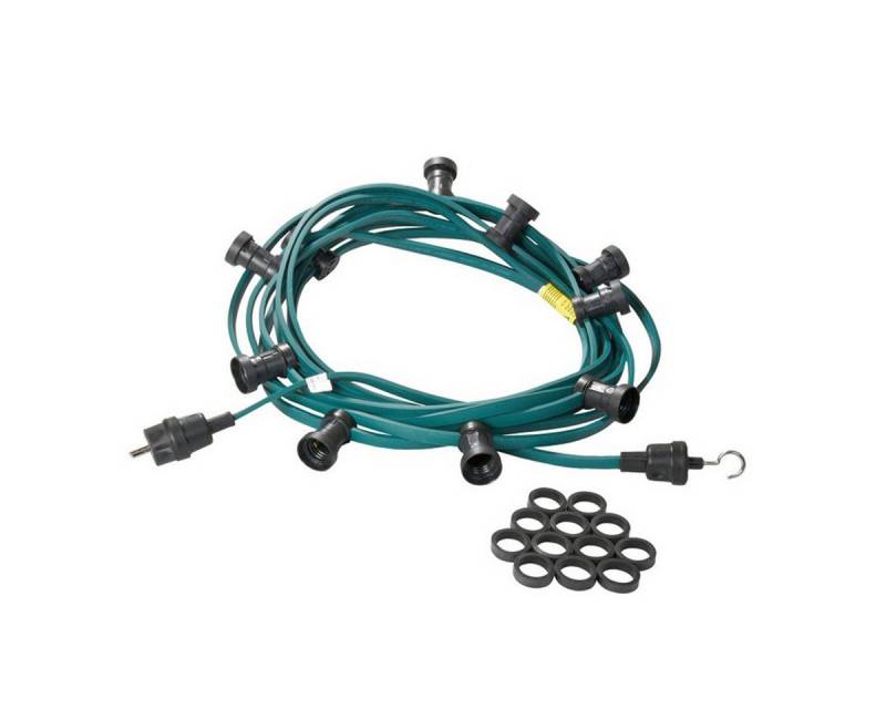 SATISFIRE Lichterkette Illu- Party Garten Außenlichterkette 30m grün 50xE27 Made in Germany, 50-flammig von SATISFIRE