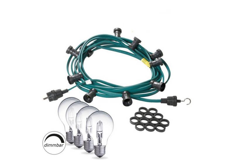 SATISFIRE Lichterkette Illu- Party Garten Außenlichterkette 5m grün 10 dimmbare Halogenlampen, 10-flammig von SATISFIRE