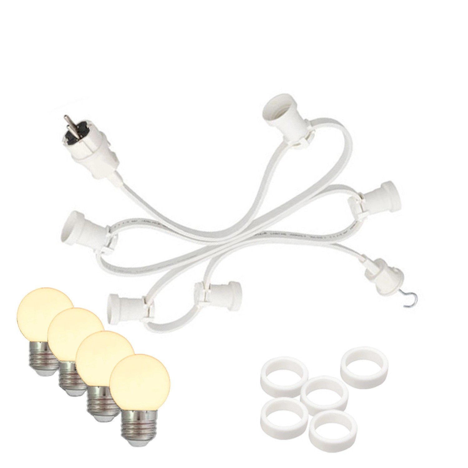 Satisfire Illu Partylichterkette 10m Weiß Außen Biergarten 20xE27 LED Kugellampen Warmweiß Satisfire Illu Partylichterkette 10m Weiß Außen Biergarten 20xE27 LED Kugellampen Warmweiß von SATISFIRE