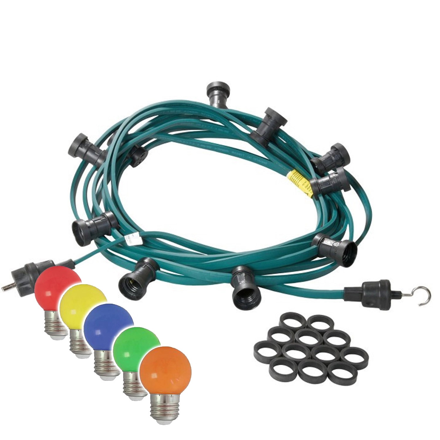 Satisfire Illu- Partylichterkette 20m Grün Für Außen Biergarten 40 Bunte LED Kugellampen von SATISFIRE