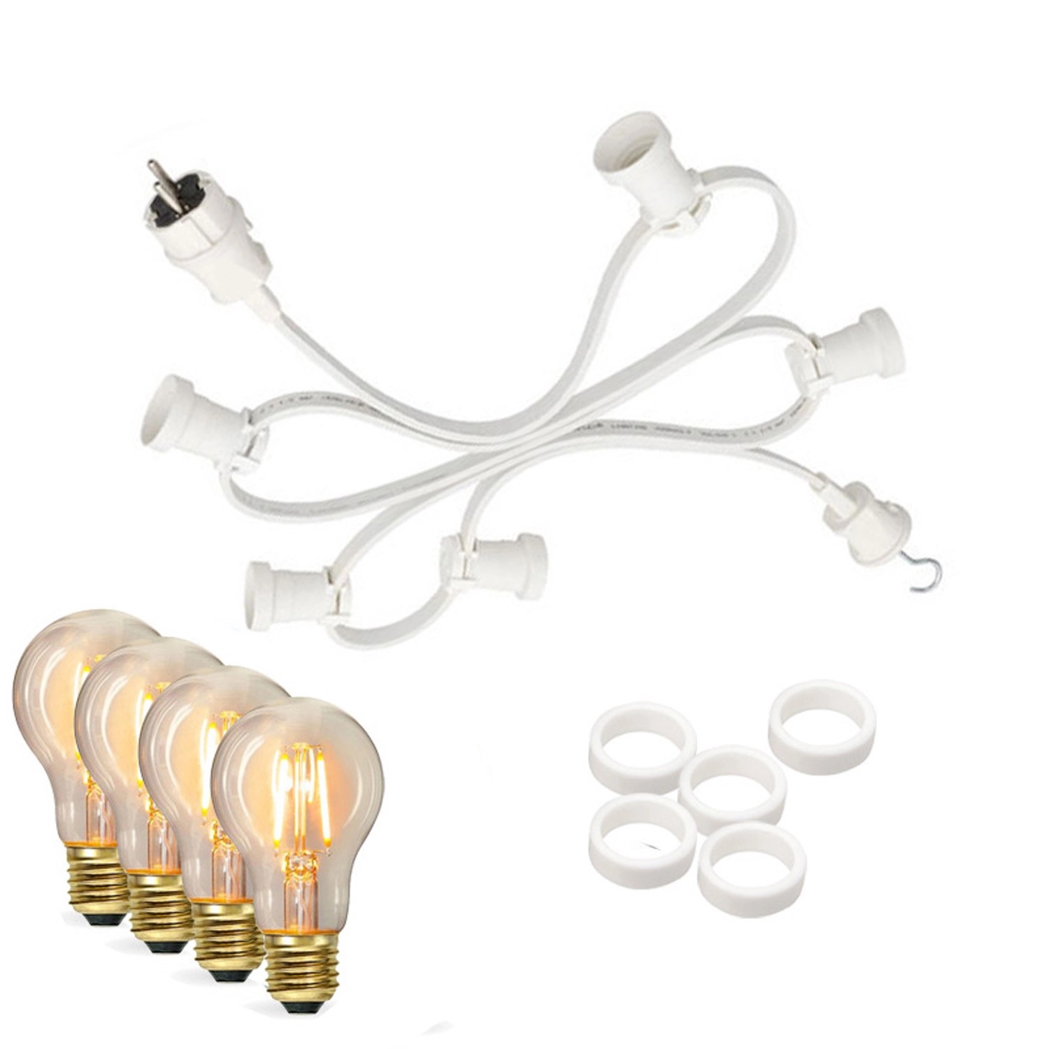 Satisfire Illu- Partylichterkette 20m Weiß Außen Terrasse Garten 30 Dimmbare Filament LED von SATISFIRE